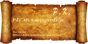 Pákh Kapisztrán névjegykártya